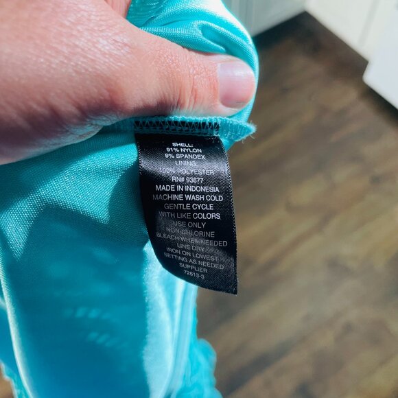 Worthington Turquoise Lace Shift Dress with Flutter Sleeves | Size Large - Picture 8 of 8